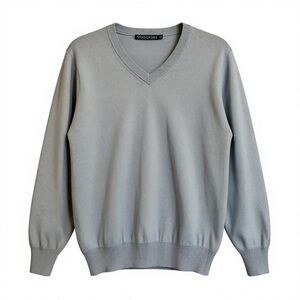 Woolovers Blue V Neck Cotton Cashmere Blend Sweatshirt Size XS Base Layer Preppy